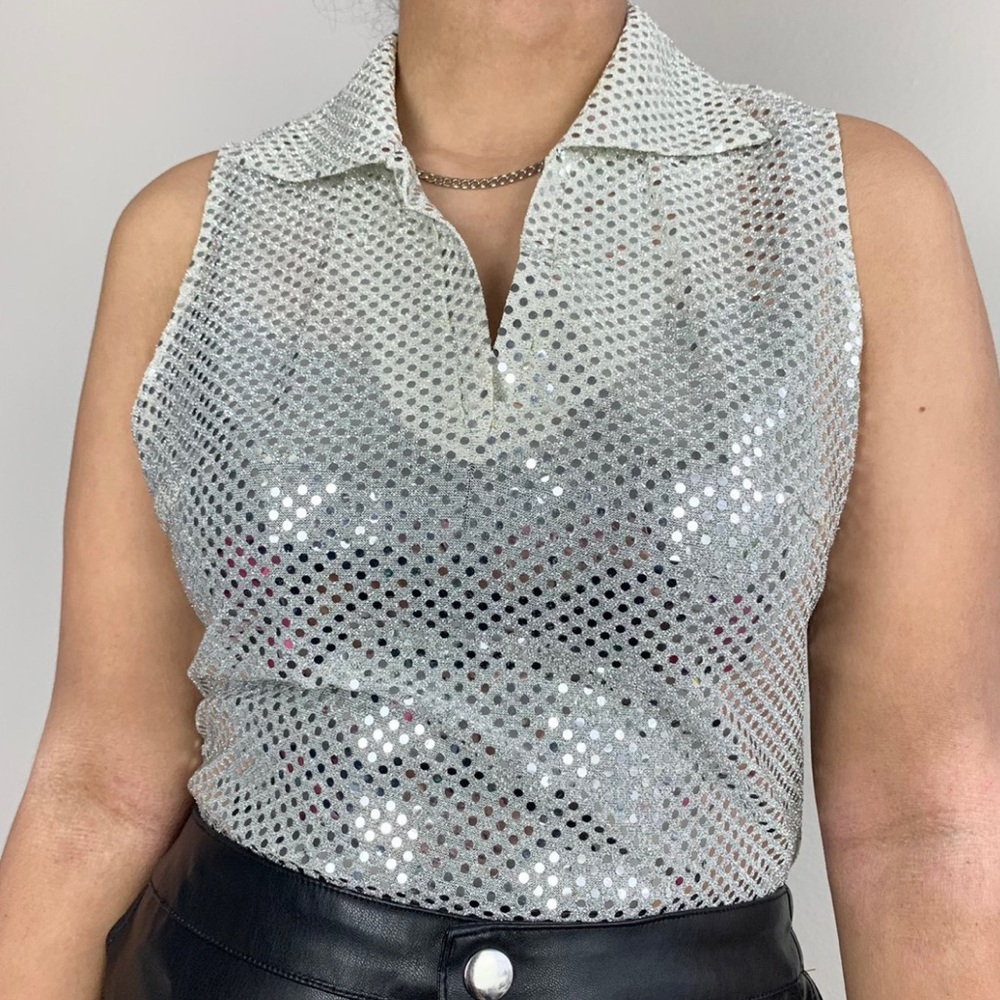 Sequin collar top